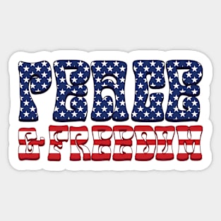 Peace & Freedom - USA Flag Sticker